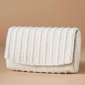 Anthropologie Cream Beaded Clutch